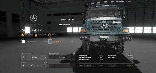 Мод грузовик MERCEDES ZETROS 3643 6X6 v1.0.0.0 FS19