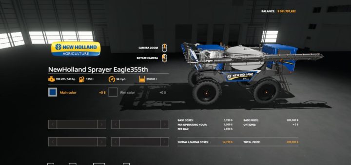 Мод опрыскиватель NEW HOLLAND EAGLE355TH v1.0 FS19