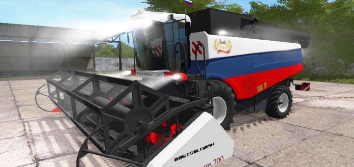 Мод комбайн Ростсельмаш Акрос 530 в цвете Российского Флага v1.0 FS17