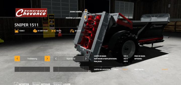 Мод прицеп Chevance Sniper 1511 v1.0 Farming Simulator 2019