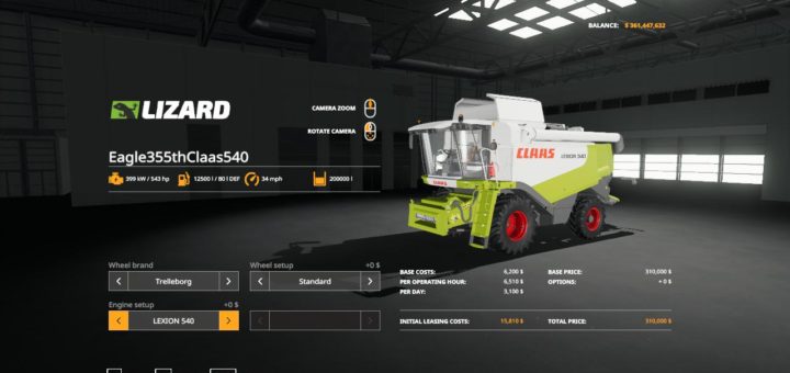 Moд комбайн Eagle355th Claas 540 Pack v1.0 Farming Simulator 19