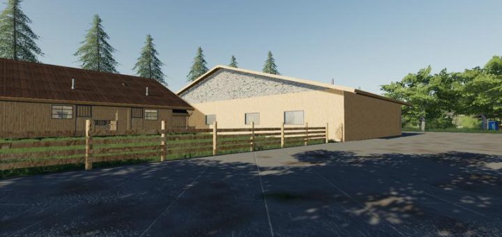 Мод загон HORSE STABLE WITH RIDING HALL v1.0 Farming Simulator 19