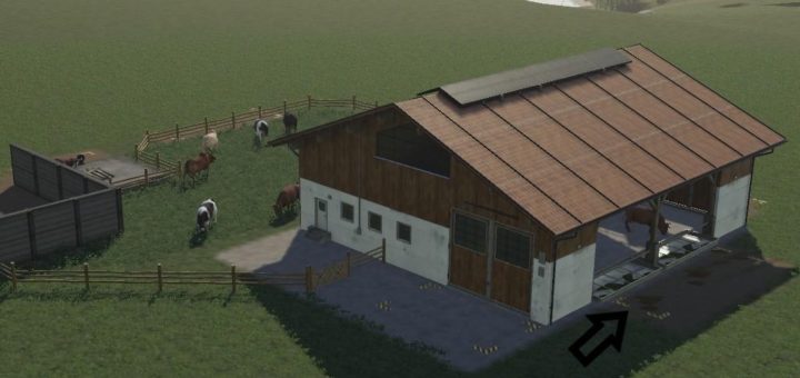 Мод коровник Kuhstall mit Mist als Futtertrogabfall v1.0 FS19