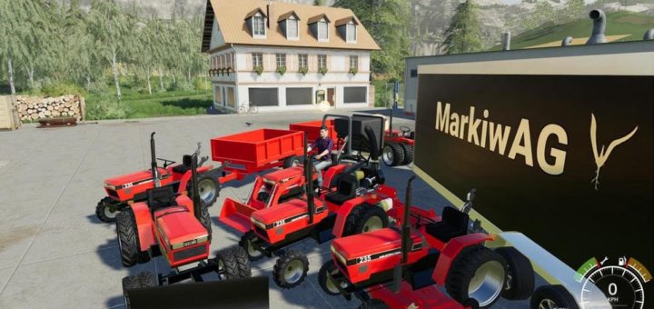 Moд ПАК CASE IH 235 lawn Tractor and Car Hauler Mod Pack v1.0 FS19