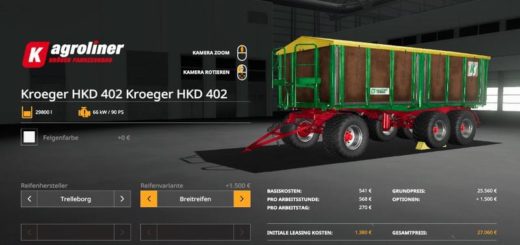 Moд прицеп Kroeger HKD 402 screenprint v1.0 Farming Simulator 19