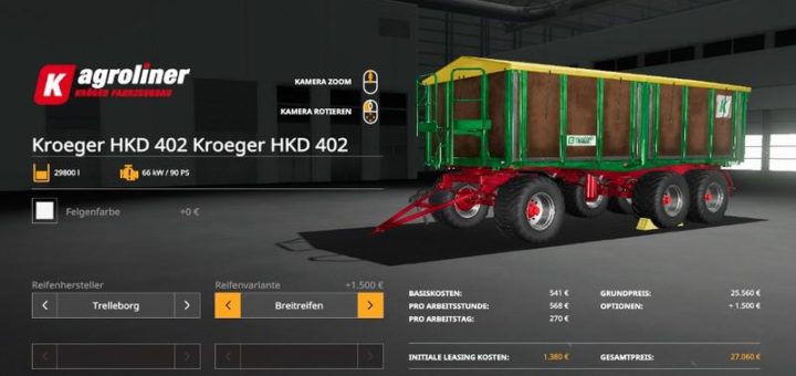 Moд прицеп Kroeger HKD 402 screenprint v1.0 Farming Simulator 19