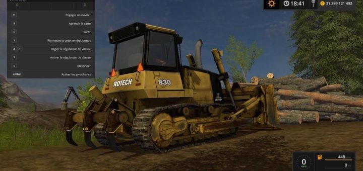 Moд бульдозер Rotech 830 Bulldozer v1.0.0.0 Farming Simulator 2017