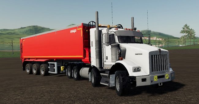 Мод тягач Kenworth T800B TwinSteer v1.0 Farming Simulator 19