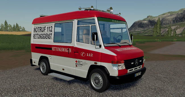 Мод скорая Mercedes-Benz Vario RTW v1.0 Farming Simulator 2019