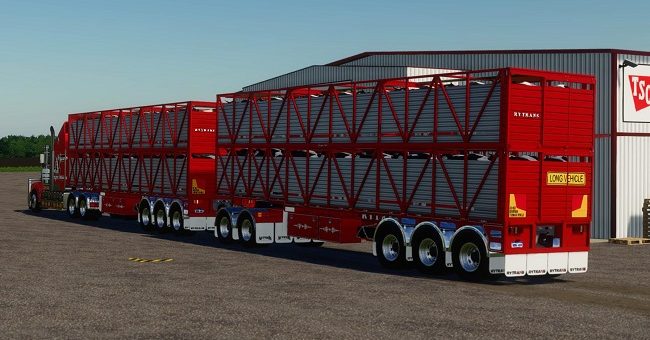 Мод ПАК Rytrans B-Double Cattle Trailers v1.0 Farming Simulator 19