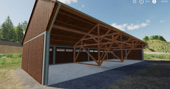 Мод сарай Machine Wood Shelter With Lighting Farming Simulator 19