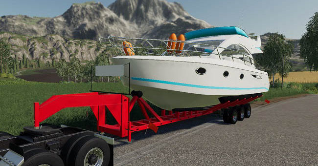 Мод прицеп Oversize Boat Trailer v1.0 Farming Simulator 19