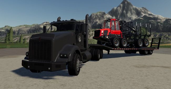 Мод тягач Kenworth T800 + Lowbed Trailer v1.0 FS2019