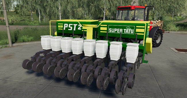 Мод сеялка Tatu PST2 8 Linhas v1.0.0.0 Farming Simulator 19