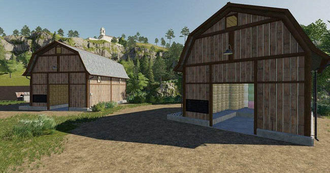 Мод ПАК Bale Storage Barns Pack v1.0.0.0 Farming Simulator 2019