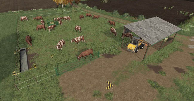 Мод коровник Outdoor Cow Pasture v1.0.0.0 Farming Simulator 19
