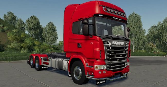 Мод грузовик Scania R730 Hooklift v1.0.0.7 Farming Simulator 19