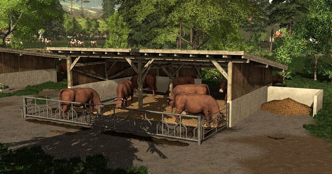 Мод коровник Cattle Stable v1.0.0.0 Farming Simulator 19