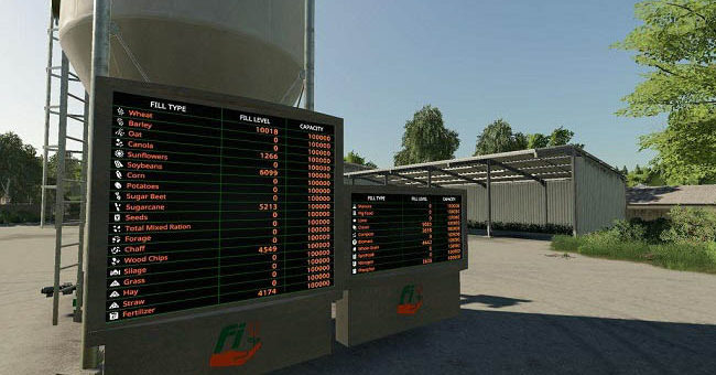 Мод дисплей Silo Displays v1.1.0.0 Farming Simulator 19