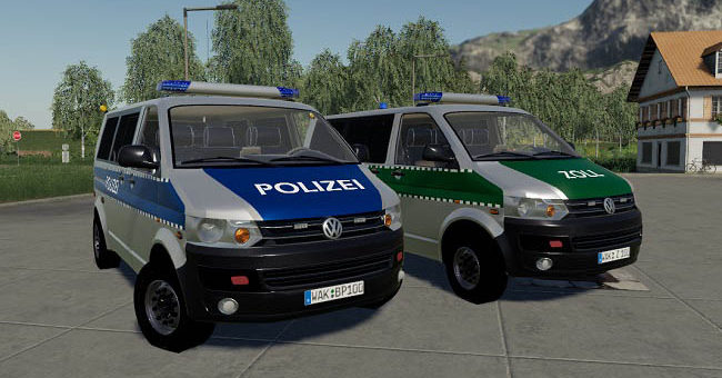 Мод авто Volkswagen T5 police and customs v1.0.0.0 FS19