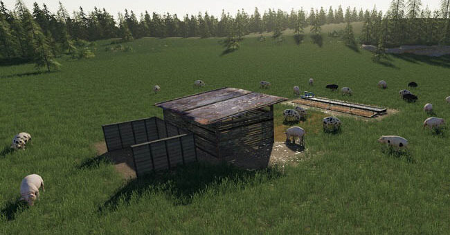 Мод свинарник Open Pig Pasture v1.0.0.1 Farming Simulator 19