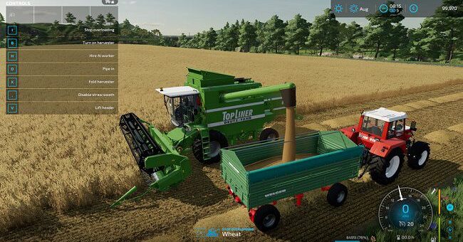 Мод скрипт Manual Combine Discharge v1.0 Farming Simulator 22