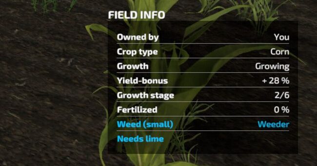 Мод скрипт Crop Growth Stage Info v1.0 Farming Simulator 22