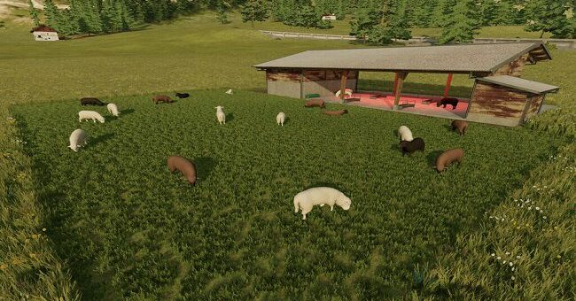 Мод ПАК Fenceless Husbandries v1.0 Farming Simulator 22