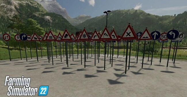 Мод ПАК Road Sign Pack v1.1.0.3 Farming Simulator 2022