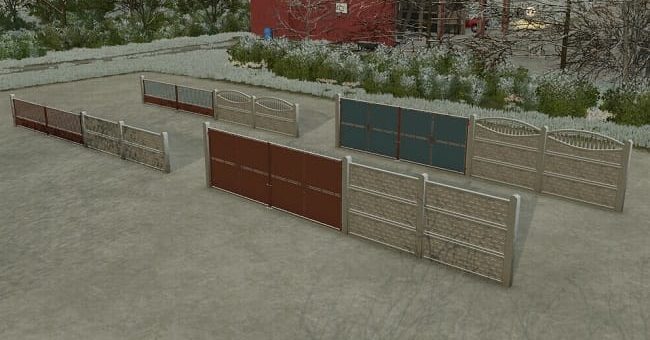 Мод ПАК Concrete Fence With Gates v1.1 Farming Simulator 22